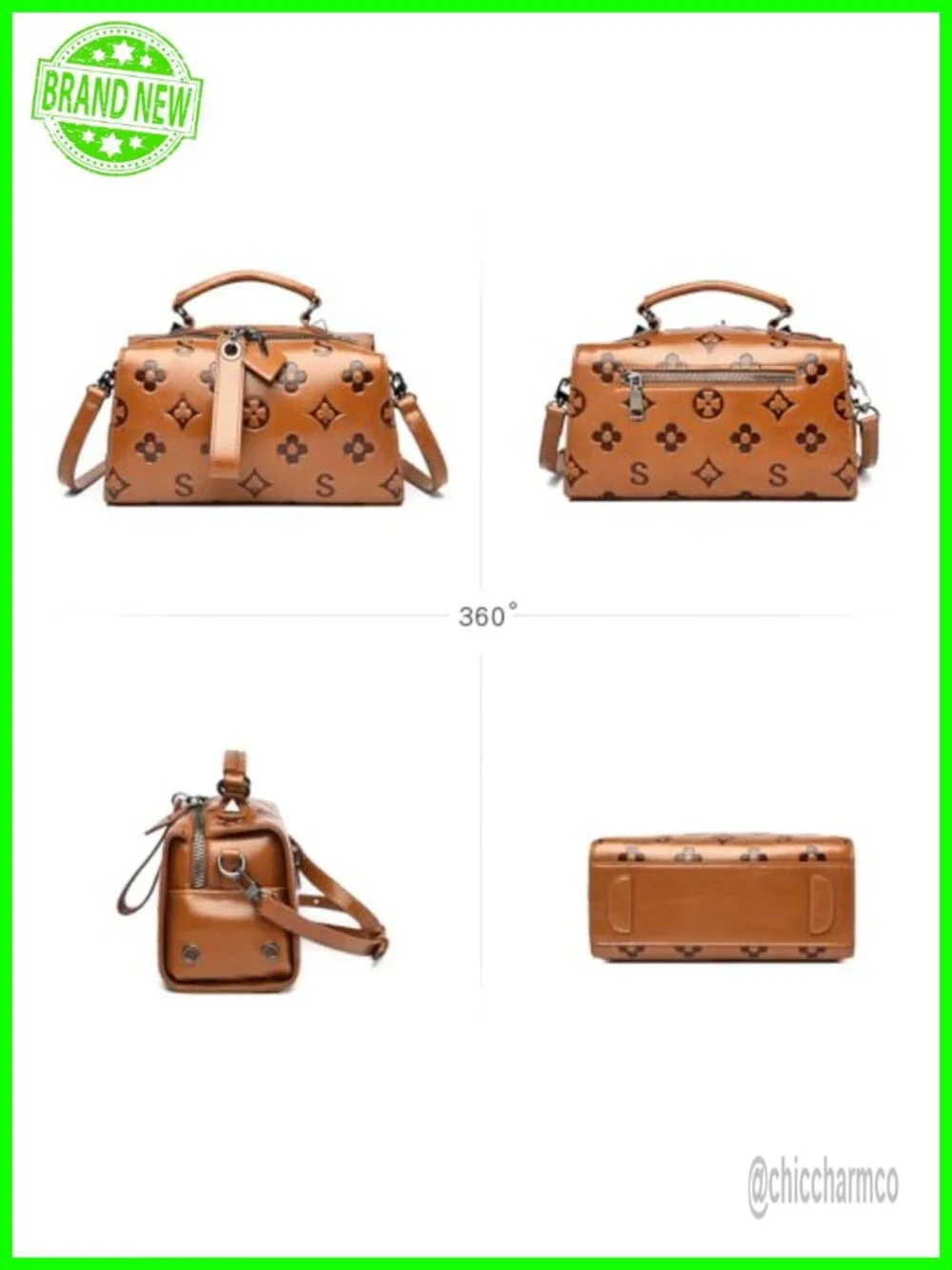 Faux Leather Embossed Crossbody Satchel Top Handle Purse Shoulder Bag